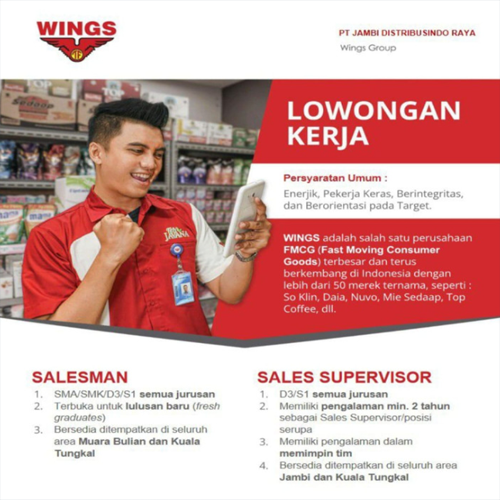 Lowongan Kerja Wings Group Jambi Terbaru 2026 untuk Salesman dan Sales Supervisor
