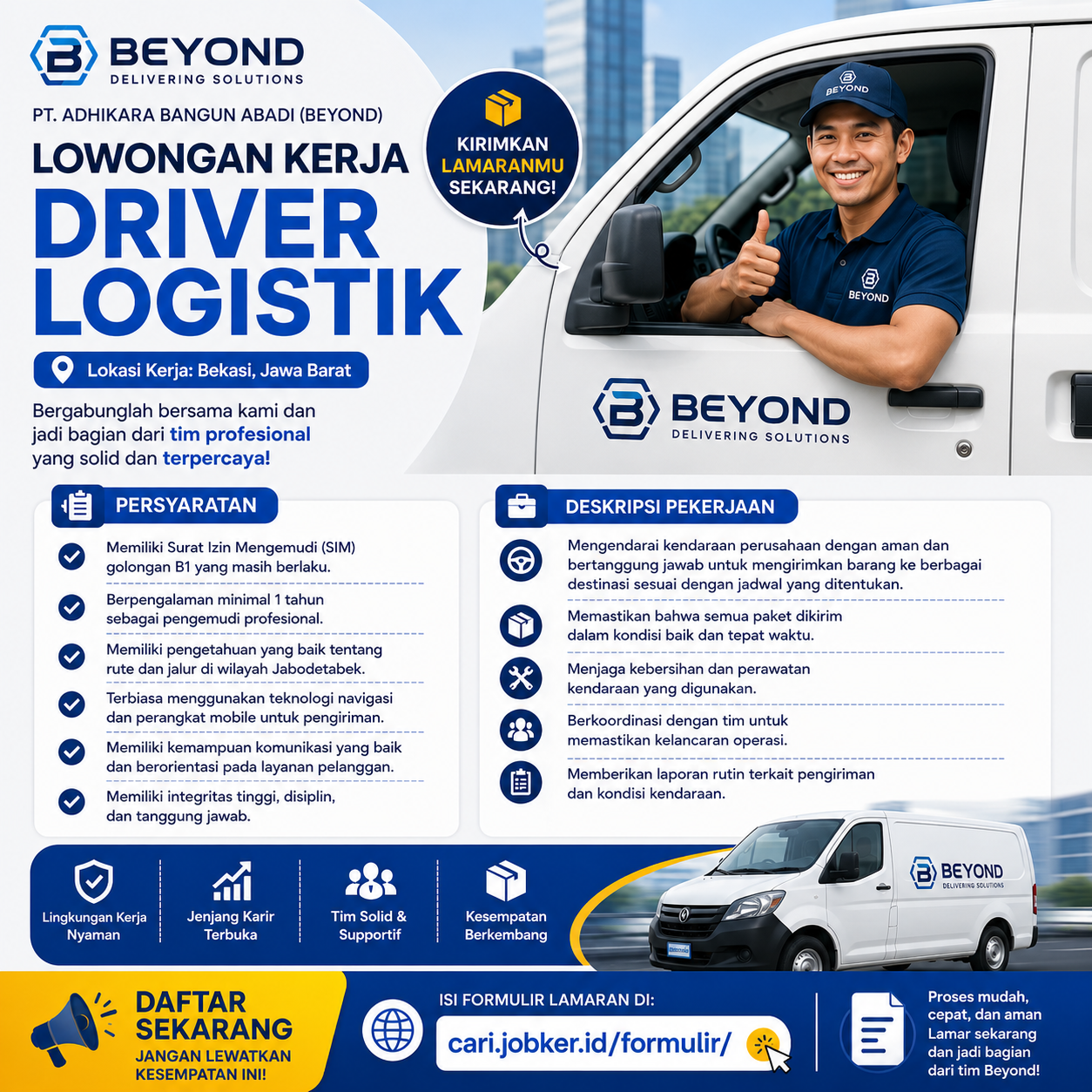 Lowongan Driver Logistik Bekasi di PT Adhikara Bangun Abadi Beyond