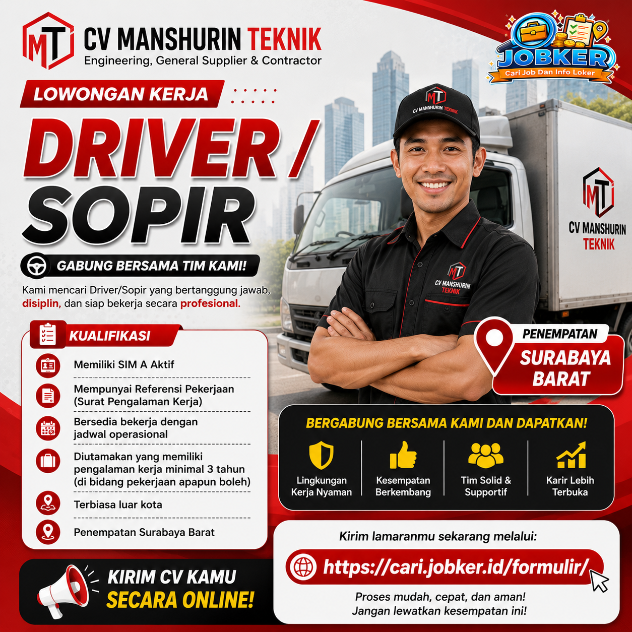 Lowongan Driver Surabaya Barat di CV Manshurin Teknik Terbaru