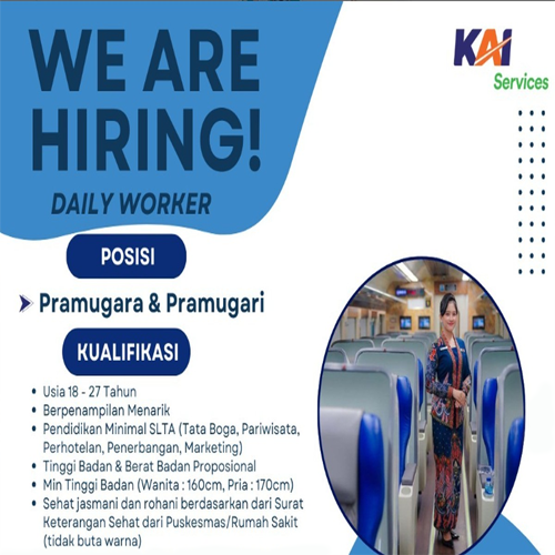 Loker KAI Services Pramugara dan Pramugari Daily Worker Terbaru